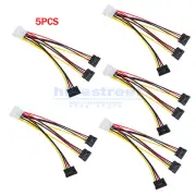 5 X IDE Molex 4-Pin Male to 3 Serial ATA SATA Female Power Adapter Cable