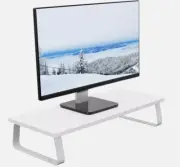 VIVO White Wood 24" Wide Desktop Stand Ergonomic TV Monitor Riser Desk Organizer