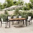 Garden Table with Wooden Top Outdoor Patio Furniture Poly Rattan Solid Woo 19554