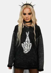 [Jawbreaker] F Luck Oversized Sweater