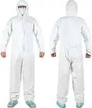 Treela Disposable Protective Coverall Protective Suit with Hood Cleaning Work Paint Suit with Elastic Wrist, Ankle and Waist