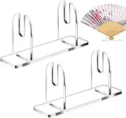 Display Holder, Folding Fan Stand, Chinese Hand Fan Storage, Decorative Organizer Rack, Home & Desk Display, Living Room Accent, 6 Inches Wood, 4.53x1.3x2.36in