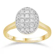 Bevilles Oval Shape Ring with 1/2ct of Diamonds in 9kt Yellow Gold