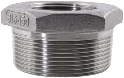4" x 2-1/2" NPT Thread Hex Bushing 316 Stainless Steel 150 Pipe Fitting