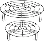 Cabilock Round Steam Rack Cooling Racks: 2Pcs Stainless Steel Steaming Rack Stand Household Pressure Cooker Metal Steam Tray for Fryer Microwave Ovens Baking 16cm+20cm