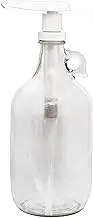Cornucopia Brands Half Gallon Glass Pump Dispenser Bottle, 64-Ounce Jug with Pump for Syrups, Sauces, Soaps and More