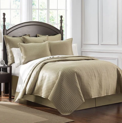Waterford Crystal Low Luster Finish Queen Coverlet - Gold