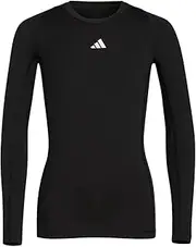 [adidas] Boys' Long Sleeve AEROREADY Techfit Top, Black, Medium (10/12)