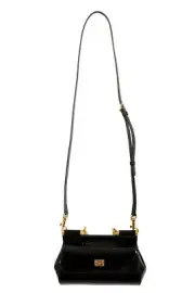 Dolce & Gabbana Women's "Sicily" Patent Leather Gold Metallic Logo Mini Bag