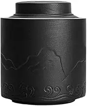 Kitchen Container Large Home Tea Storage Ceramic Sealed Tea Canister With Lid For Kitchen Counter, Pantry For Loose Tea(Black)