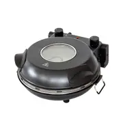 Healthy Choice 12-inch Pizza Oven with Thermal Control, Timer, Viewing Window, and Removable Stone - Black