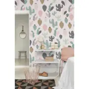 Pastel Cactus Roll Non-Woven wallpaper Wall decal Traditional Home Mural Decor