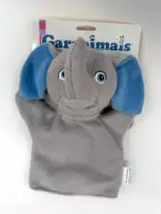 Garanimals Gray Elephant Blue Ears Baby Child Bath Mitt Hand Puppet Plush 8"