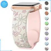 Women Floral Silicon Strap Band For Apple Watch 38mm 40mm 41mm Silicone Bracelet