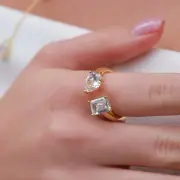Fashion Women’s Light Luxury Ring| Pear & Radiant Shaped Diamond High-End Design