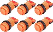 EG STARTS 6X American Style Standard Arcade Buttons Switchable Happ Type 30mm Push Button 3/16" Terminal for Jamma Mame Kit Parts (Orange)