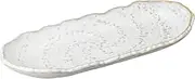 White Uzu 8.5 Long Plate (Banko Yaki) [10.4 x 4.4 x 1.0 inches (26.5 x 11.2 x 2.5 cm)]