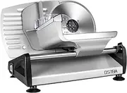 Electric Meat Grinder with Safety Lock for Children, Blade and Food Cart, Stainless Steel, 7.5 Inches, Adjustable Thickness, for Meat, Cheese, Bread (200 W)
