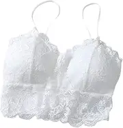[Gaexia] Lace Bralette Top Lace Bralettes for Women Wireless Bralette Floral Non Padded Lace Cami Bandeau Bras with Straps