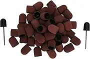 120 Grit Nail Art Sanding Caps Manicure Polishing Grinding Bands Nail Drill Bits Set with Shaft for Professional Nail Care