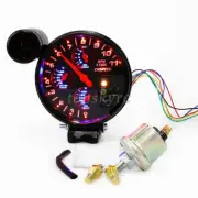 4-In-1 5" Car Tachometer RPM Water Oil Temperature Gauge Oil Pressure Gauge tps