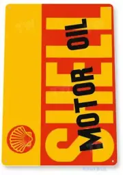 SHELL OIL 11 X 8 TIN SIGN AUTO AUTOMOBILE MECHANIC ADVERTISEMENT STATION GLOBE