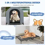Costway 130*114*85CM Durable Dog Kennel Outdoor Weatherproof Pet House Puppy Crate Grey