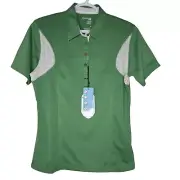 SUNICE Silver Women's X-Static Flow Dry Golf Polo Shirt Size Medium Green White