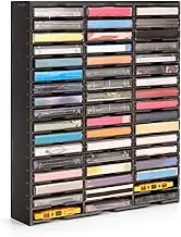 SANFURNEY 51-Slot Cassette Tape Storage, Desktop Rack Audio Tape Organizer, Wall-Mounted Cassette Holder-Black