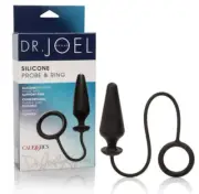 Dr Joel Kaplan Silicone Probe & Cock Ring Butt Plug Set Black Anal Fantasy Kit