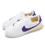 【NIKE 耐吉】阿甘鞋 CORTEZ BASIC SL GS 大童 女鞋 白 紫 LAKERS 湖人配色(DM0950-105)