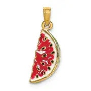 14k Yellow Gold w/ Enamel 3-D Watermellon Charm
