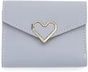 [YINGCHANGJIUYE] PU Leather Credit Card Holder Small Bifold Wallet RFID Blocking Coin Transparent Purse with Zipper Pocket for Women and Girls (Light gray, One size)