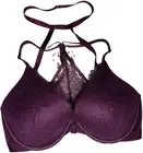 Victoria Secret Bra VS 32DDD Very Sexy Lightly Lined Plunge Burgundy Front Close