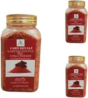 Farm Royale Kashmiri (Tomato) Red Chilli(Lal Mirch) Powder-1+1+1 Combo-600 GM||100% Pure and Natural||Shudh||Handpicked Material||Export quality