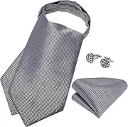 [Fitbitey] 1pcs Men's plaid fashionable tie wedding formal collar flower gentleman soft polyester gray tie set