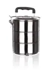 Stackable 3-Tier Stainless Steel Lunch Bento Box Tiffin Storage Pot - 23cm x 15c