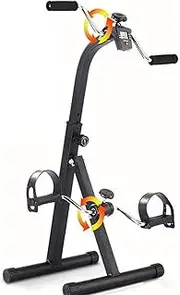 Elderly Folding Pedal Exerciser Rehabilitation Bicycle with LCD Monitor Home Gyms Fitness Equipment Upper and Lower Limbs Rehabilitation Training Exercise Bike