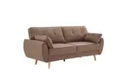 Sarantino 3 Seater Modular Linen Fabric Sofa Bed Couch Futon - Brown