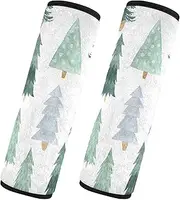 Car Seat Belt Pads 2 Pcs Breathable Seat Belt Shoulder Strap Covers Pad Camera Bag Strap Cover Car Accessories for Adults Child Kids S Delicate Green Christmas Tree