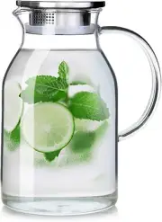 Elegant 88oz Borosilicate Glass Pitcher with Lid - Perfect for Hot & Cold Drinks