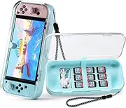 UYIYE Carry Case Compatible with Nintendo Switch/Switch OLED , Protective Hard Portable Travel Carry Case Brand new transparent carrying caseh,Perfect design, no odor, new experience (blue)