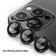 Metal Camera Lens Glass Screen Protector For iPhone 15 Pro Max 3x Black