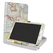 Samsung Galaxy Tab E 9.6 Case,LiuShan 360 Degree Rotation Stand PU Map White