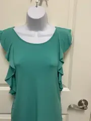 NWT Banana Republic Ruffle Sleeve Emerald Green Blouse Top Sz XS
