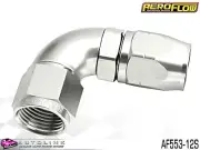AEROFLOW SILVER ONE PIECE CUTTER FULL FLOW SWIVEL 90° HOSE END -12AN AF553-12S