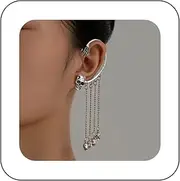 [Cybche] Punk Skull Cuff Wrap Earrings Halloween Skull Earrings Gold Skull Chain Earrings Long Skull Ear Wrap Earrings Skull Cuff Climber Earrings Skull Ear Cuff