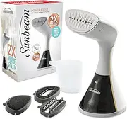 Sunbeam Power Boost Handheld Garment Steamer | 2100W, 90g/Min Steam Shot Clothes Steamer, Fast Heat Up Travel Steamer, Durable Scratch Resistant Cermaic Plate, White & Gold SCG2000
