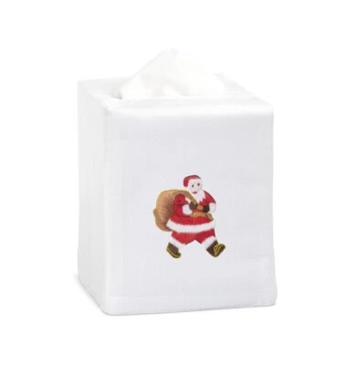 Santa Tissue Box Cover - White Cotton New
