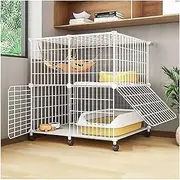 2/3 Tier Metal Wire Cat Cage on Wheels Indoor Pet Kitten Ferret Chinchilla Enclosure Large Playpen Kennel for 1-2 Cats, Easy to Assemble Cattery